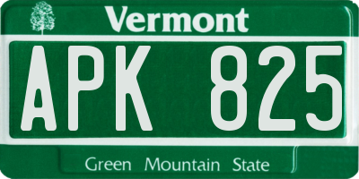 VT license plate APK825