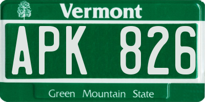 VT license plate APK826