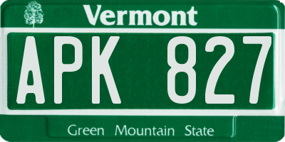 VT license plate APK827