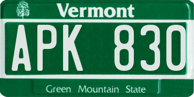 VT license plate APK830