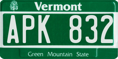 VT license plate APK832