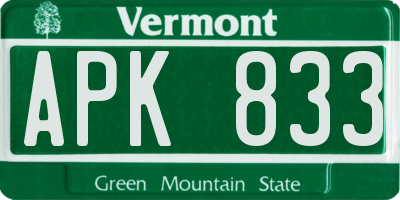 VT license plate APK833