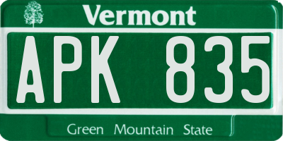VT license plate APK835