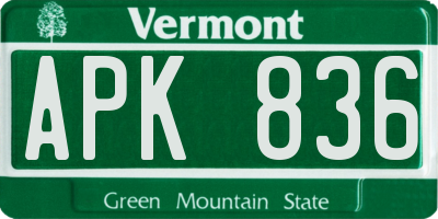 VT license plate APK836