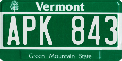 VT license plate APK843