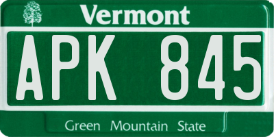 VT license plate APK845
