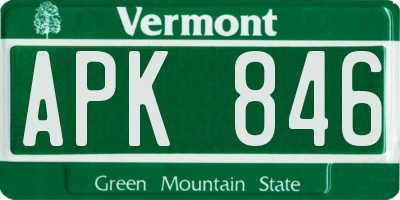 VT license plate APK846