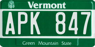 VT license plate APK847