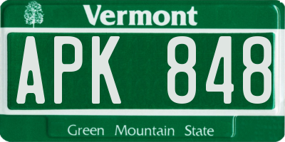 VT license plate APK848