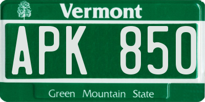 VT license plate APK850