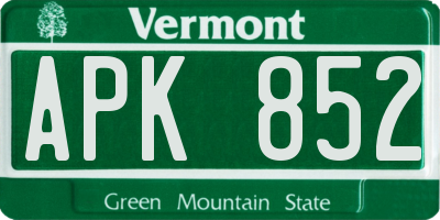 VT license plate APK852