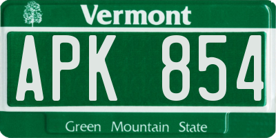 VT license plate APK854