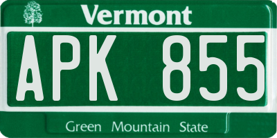 VT license plate APK855
