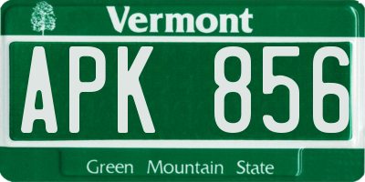 VT license plate APK856