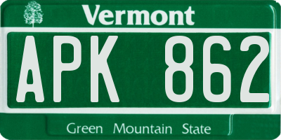 VT license plate APK862