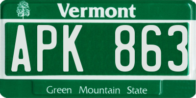 VT license plate APK863
