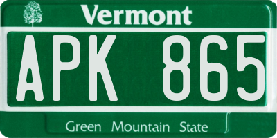 VT license plate APK865