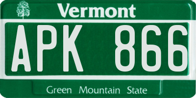 VT license plate APK866