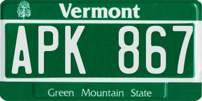 VT license plate APK867