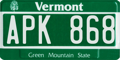 VT license plate APK868