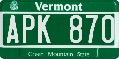 VT license plate APK870