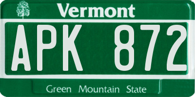 VT license plate APK872