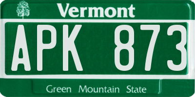 VT license plate APK873