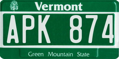 VT license plate APK874
