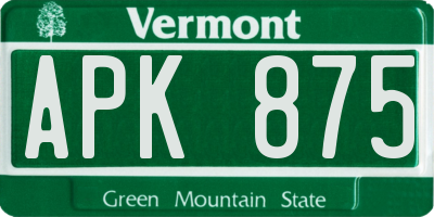 VT license plate APK875