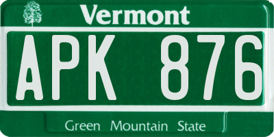 VT license plate APK876