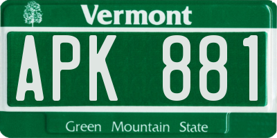 VT license plate APK881