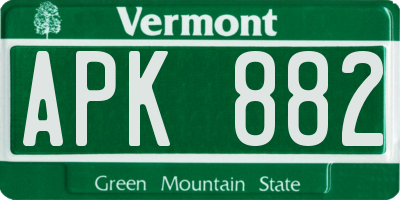 VT license plate APK882