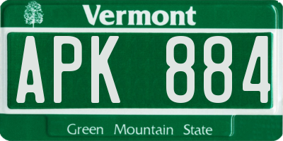 VT license plate APK884