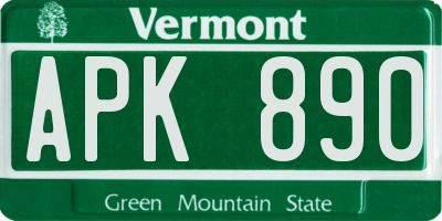VT license plate APK890
