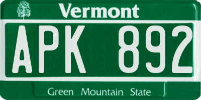 VT license plate APK892