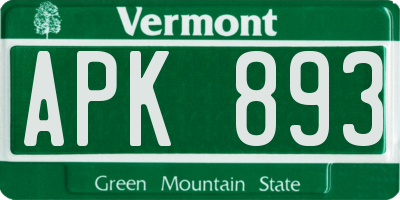VT license plate APK893