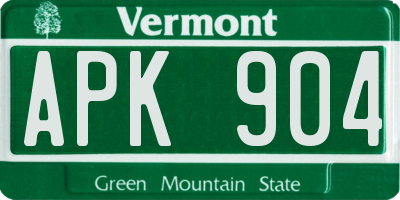 VT license plate APK904