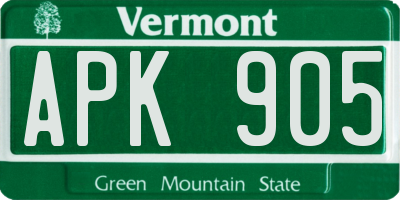 VT license plate APK905