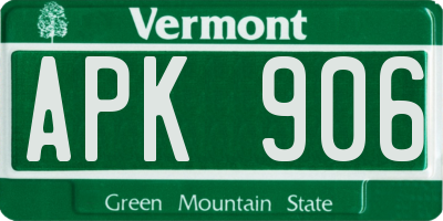 VT license plate APK906