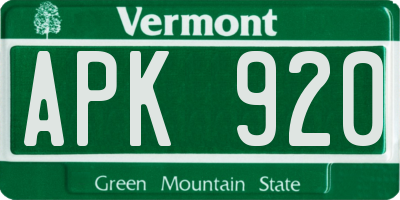 VT license plate APK920