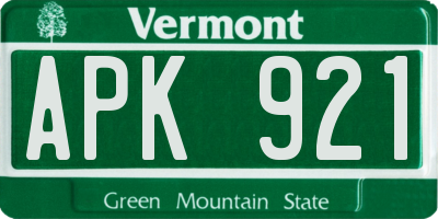 VT license plate APK921
