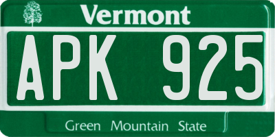 VT license plate APK925