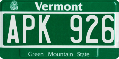 VT license plate APK926
