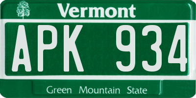VT license plate APK934