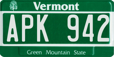 VT license plate APK942