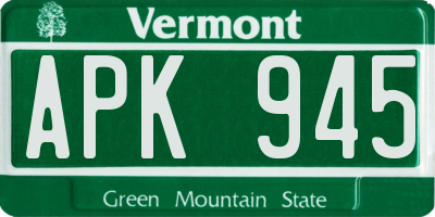 VT license plate APK945