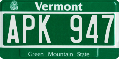 VT license plate APK947