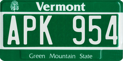 VT license plate APK954