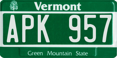 VT license plate APK957