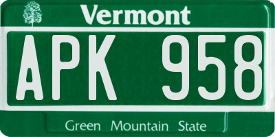 VT license plate APK958